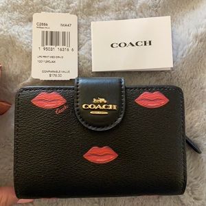 Coach Medium Corner Zip Wallet with Lips Print